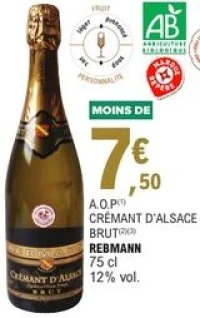 A.O.P Crémant d'Alsace Brut Rebmann Bio 75 cl