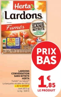 Lardons Conversation Sans Nitrite Herta Fumés ou nature