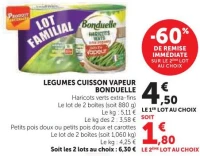 Légumes Cuisson Vapeur Bonduelle Haricots verts extra-fins / Petits pois doux