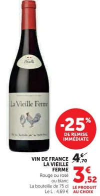 VIN DE FRANCE LA VIEILLE FERME (Rouge ou rosé ou blanc)