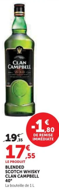 BLENDED SCOTCH WHISKY CLAN CAMPBELL 40° La bouteille de 1 L