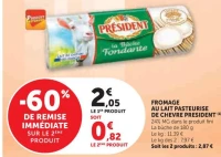Fromage au Lait Pasteurisé de Chèvre Président (La Bûche Fondante)