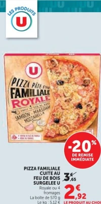 Pizza familiale cuite au feu de bois surgelée U