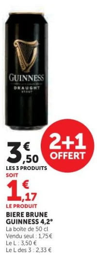 BIERE BRUNE GUINNESS 4,2°