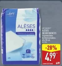 ALÈSES INCONTINENCES 16 protections de literie jetables. 60 x 90 cm.
