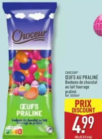 ŒUFS AU PRALINÉ Bonbons de chocolat au lait fourrage praliné.