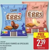 PETITS ŒUFS FOURRÉS AU SPECULOOS Au chocolat blanc ou au lait.