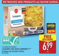LASAGNES AUX DEUX SAUMONS*/** Cuisinées avec des pâtes fraîches.