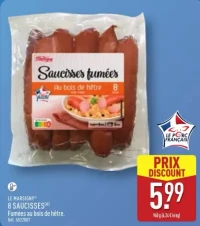 8 SAUCISSES(A) Fumées au bois de hêtre.