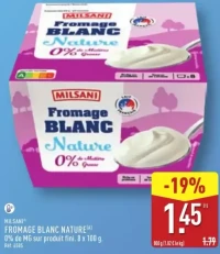 FROMAGE BLANC NATURE 0% de MG sur produit fini