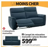 Canapé de relaxation manuelle 3 places Wonder