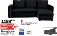 Canapé d'angle convertible Freya