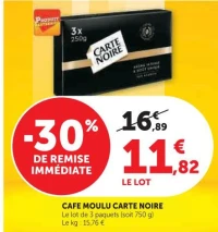 CAFE MOULU CARTE NOIRE Le lot de 3 paquets
