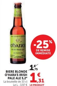 BIERE BLONDE O'HARA'S IRISH PALE ALE 5,2°