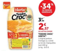 TENDRE CROC' HERTA (L'original jambon fromage ou comté)