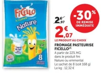 FROMAGE PASTEURISE FICELLO (Nature ou emmental)