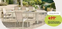 Table extensible coulissante Evasion aluminium imprimé lin argile 10 places 140x100x75 cm