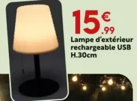 Lampe d'extérieur rechargeable USB H.30cm