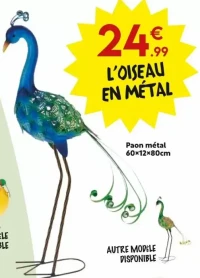 Paon métal 60x12x80cm