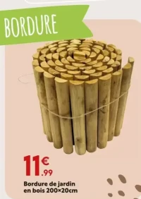 Bordure de jardin en bois 200x20cm