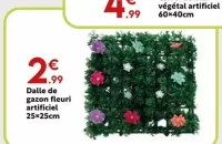 Dalle de gazon fleuri artificiel 25x25cm
