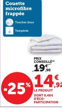 COUETTE MICROFIBRE FRAPPÉE 140x200CM