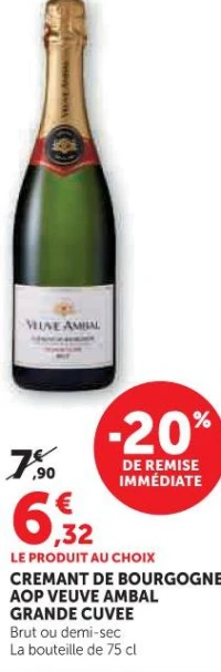 CREMANT DE BOURGOGNE AOP VEUVE AMBAL GRANDE CUVEE (Brut ou demi-sec)