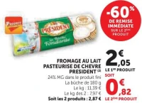 Fromage au lait pasteurisé de chèvre Président