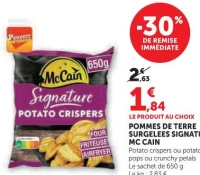 Pommes de terre surgelées Signature Mc Cain (Potato crispers, pops ou crunchy petals)