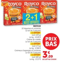 ROYCO 10 légumes et croûtons, Crème de volaille ou Crémeux d'asperges et croûtons