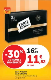 CAFE MOULU CARTE NOIRE Le lot de 3 paquets