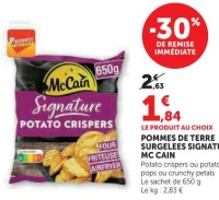Pommes de terre surgelées Signature McCain - Potato crispers, potato pops ou crunchy petals