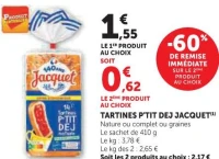 TARTINES P'TIT DEJ JACQUET
