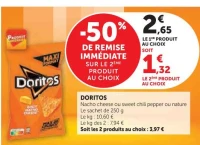 Doritos (Nacho cheese, sweet chili pepper, nature)