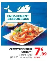 CREVETTE ENTIERE CUITE Calibre 40/60