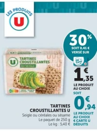 Tartines Croustillantes U (Seigle, céréales ou sésame)