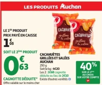 CACAHUÈTES GRILLÉES ET SALÉES AUCHAN