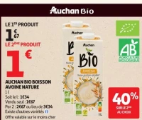 AUCHAN BIO BOISSON AVOINE NATURE