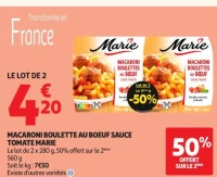MACARONI BOULETTE AU BOEUF SAUCE TOMATE MARIE
