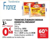 TRANCHES À BURGER CHEDDAR EMMENTAL PRÉSIDENT