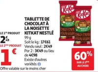 TABLETTE DE CHOCOLAT À LA NOISETTE KITKAT NESTLÉ