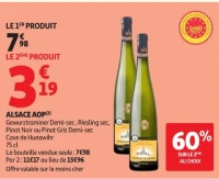ALSACE AOP Gewurztraminer Demi-sec, Riesling sec, Pinot Noir ou Pinot Gris Demi-sec Cave de Hunawihr 75 cl