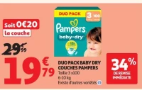 DUO PACK BABY DRY COUCHES PAMPERS