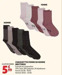 CHAUSSETTES FEMME OU HOMME INEXTENSO
