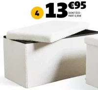 BANC COFFRE CLARA BOUCLETTE DIM. 77X38X38 CM, POLYESTER, POIDS MAX. 130 KG