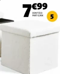 POUF COFFRE CLARA BOUCLETTE DIM. 38X38 CM, POLYESTER, POIDS MAX. 100 KG