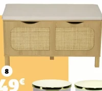 BANC DIM.80X35X45CM, MDF*, SIÈGE 100% POLYESTER, PIED EN PIN