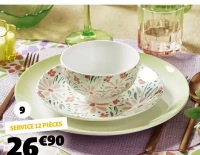 SERVICE VAISSELLE 4 PERSONNES PORCELAINE, 4 BOLS, 4 ASSIETTES CREUSES, 4 ASSIETTES PLATES INCLUSES
