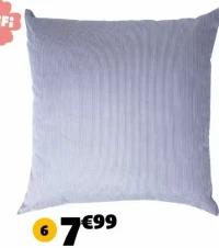 OREILLER ENVELOPPE PUR COTON, GARNISSAGE 100% FIBRE CREUSE SILICONNÉE, DIM.60X60CM