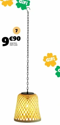 SUSPENSION SOLAIRE LAOS Ø18X20,6 CM, BAMBOU